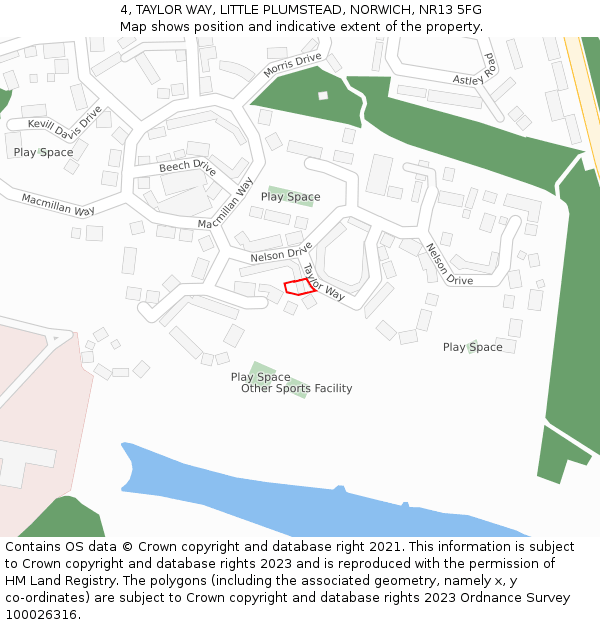 4, TAYLOR WAY, LITTLE PLUMSTEAD, NORWICH, NR13 5FG: Location map and indicative extent of plot