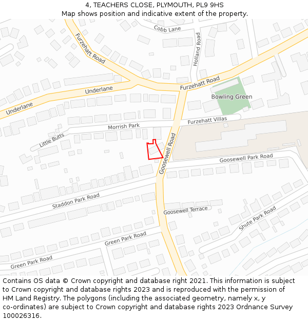 4, TEACHERS CLOSE, PLYMOUTH, PL9 9HS: Location map and indicative extent of plot