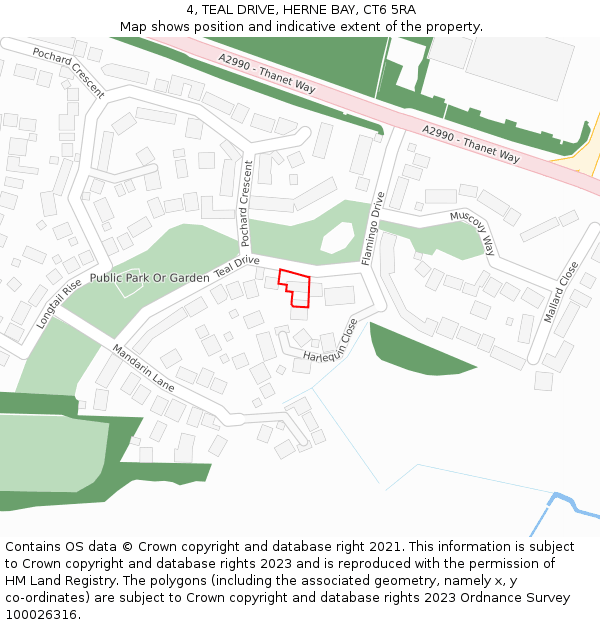 4, TEAL DRIVE, HERNE BAY, CT6 5RA: Location map and indicative extent of plot