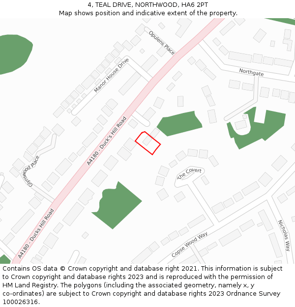 4, TEAL DRIVE, NORTHWOOD, HA6 2PT: Location map and indicative extent of plot