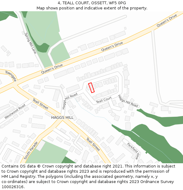 4, TEALL COURT, OSSETT, WF5 0PG: Location map and indicative extent of plot