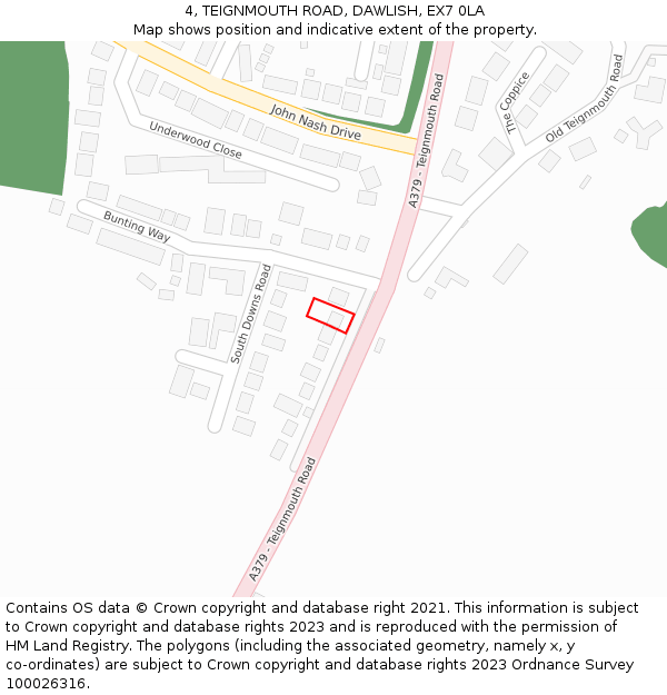 4, TEIGNMOUTH ROAD, DAWLISH, EX7 0LA: Location map and indicative extent of plot