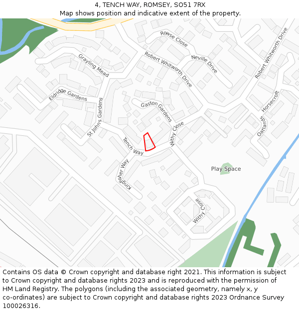 4, TENCH WAY, ROMSEY, SO51 7RX: Location map and indicative extent of plot