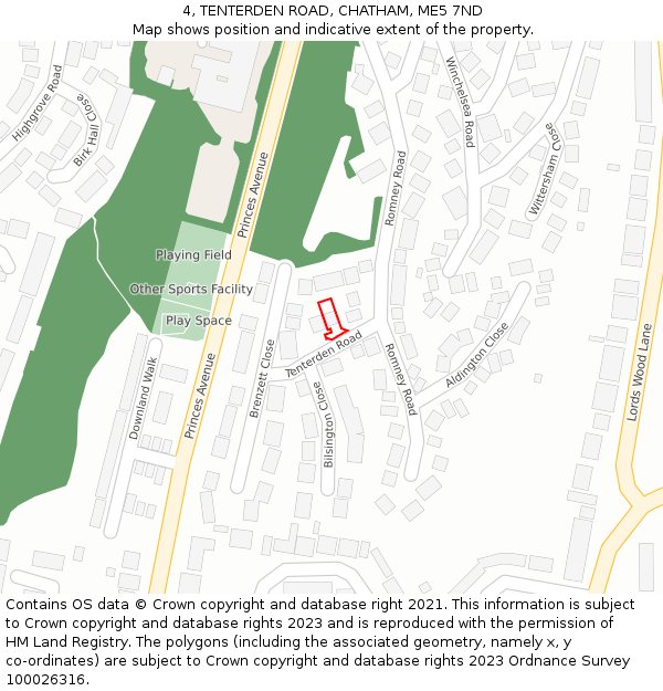 4, TENTERDEN ROAD, CHATHAM, ME5 7ND: Location map and indicative extent of plot