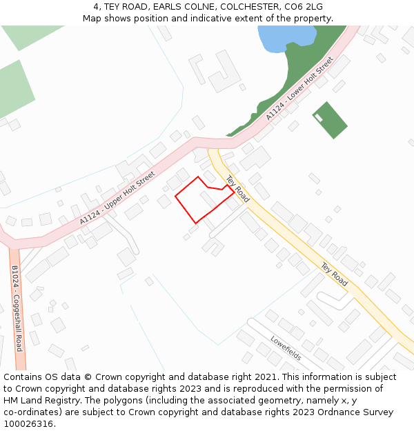 4, TEY ROAD, EARLS COLNE, COLCHESTER, CO6 2LG: Location map and indicative extent of plot