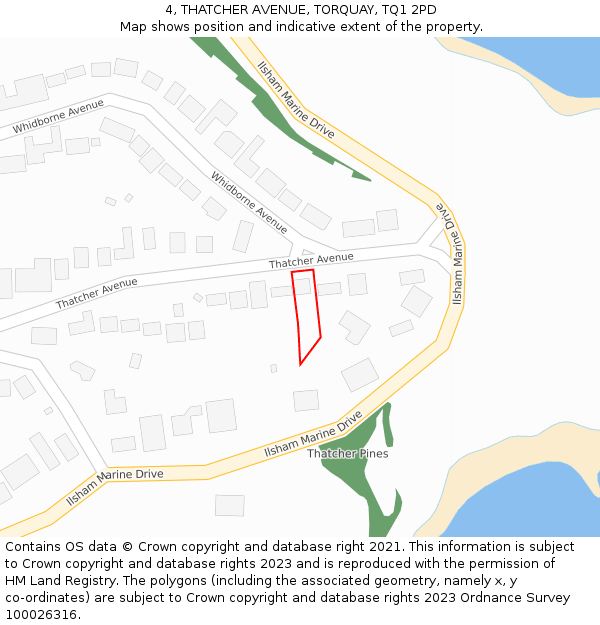 4, THATCHER AVENUE, TORQUAY, TQ1 2PD: Location map and indicative extent of plot