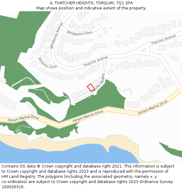 4, THATCHER HEIGHTS, TORQUAY, TQ1 2PA: Location map and indicative extent of plot