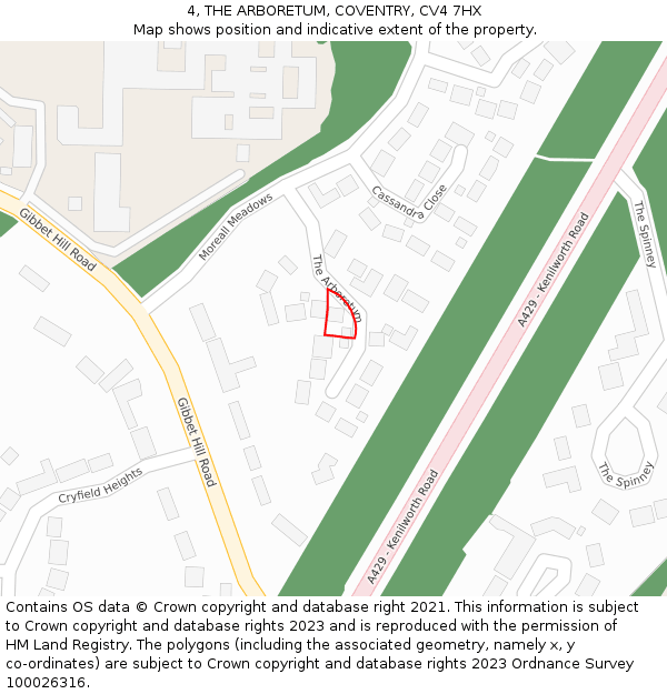 4, THE ARBORETUM, COVENTRY, CV4 7HX: Location map and indicative extent of plot