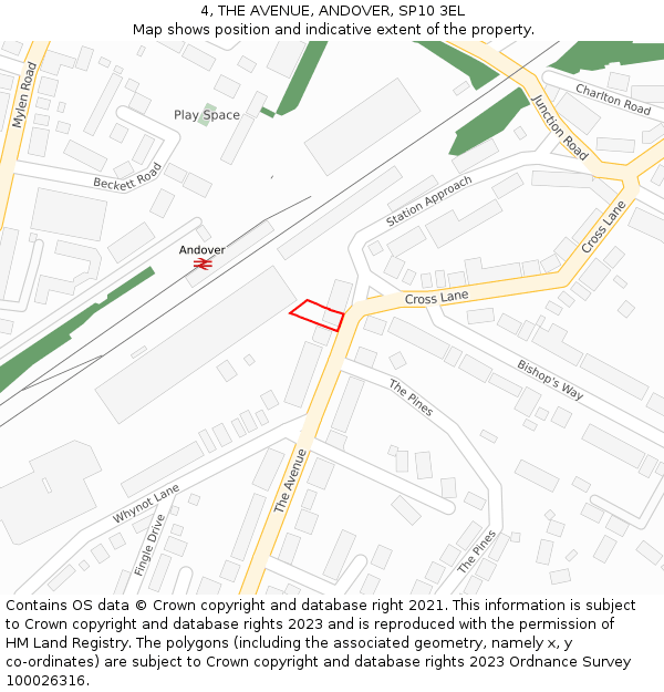 4, THE AVENUE, ANDOVER, SP10 3EL: Location map and indicative extent of plot