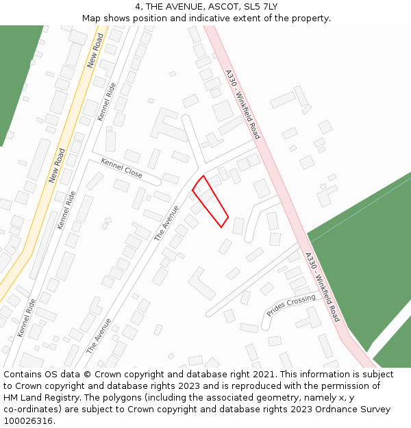 4, THE AVENUE, ASCOT, SL5 7LY: Location map and indicative extent of plot