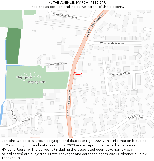 4, THE AVENUE, MARCH, PE15 9PR: Location map and indicative extent of plot