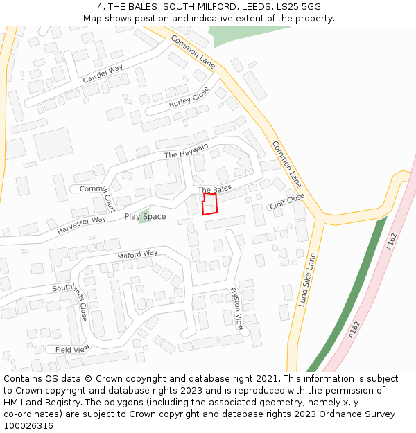 4, THE BALES, SOUTH MILFORD, LEEDS, LS25 5GG: Location map and indicative extent of plot