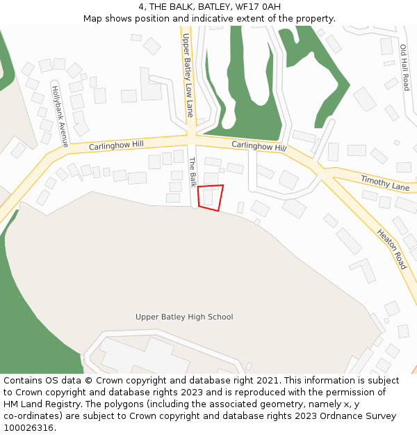 4, THE BALK, BATLEY, WF17 0AH: Location map and indicative extent of plot