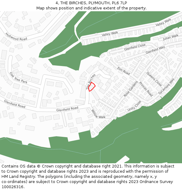 4, THE BIRCHES, PLYMOUTH, PL6 7LP: Location map and indicative extent of plot