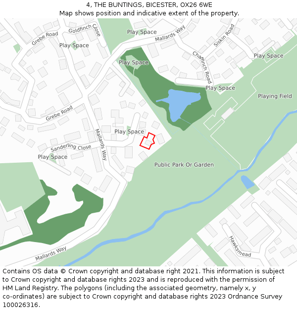 4, THE BUNTINGS, BICESTER, OX26 6WE: Location map and indicative extent of plot