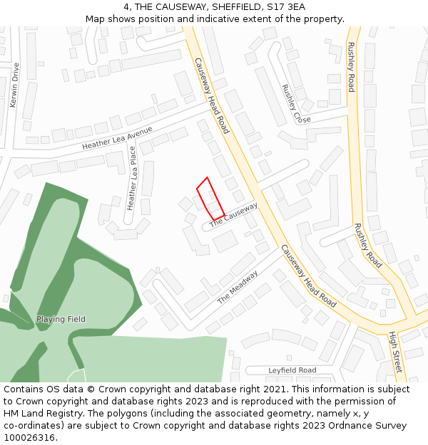 4, THE CAUSEWAY, SHEFFIELD, S17 3EA: Location map and indicative extent of plot