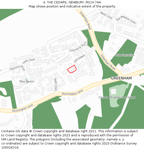 4, THE CEDARS, NEWBURY, RG14 7AA: Location map and indicative extent of plot