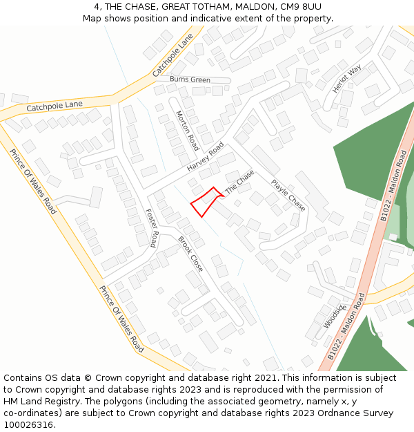 4, THE CHASE, GREAT TOTHAM, MALDON, CM9 8UU: Location map and indicative extent of plot