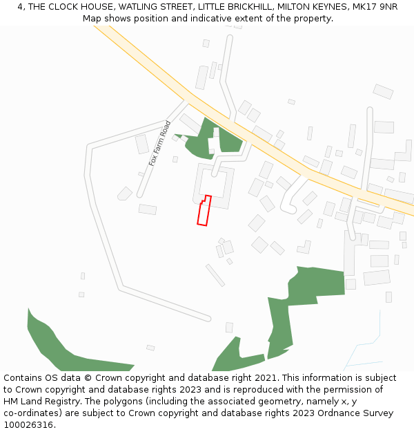 4, THE CLOCK HOUSE, WATLING STREET, LITTLE BRICKHILL, MILTON KEYNES, MK17 9NR: Location map and indicative extent of plot