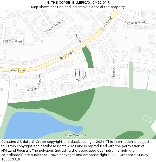 4, THE COPSE, BILLERICAY, CM12 0NR: Location map and indicative extent of plot