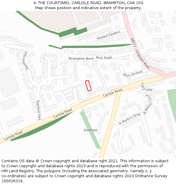 4, THE COURTYARD, CARLISLE ROAD, BRAMPTON, CA8 1SS: Location map and indicative extent of plot