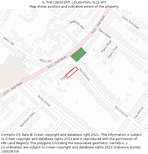 4, THE CRESCENT, LOUGHTON, IG10 4PY: Location map and indicative extent of plot