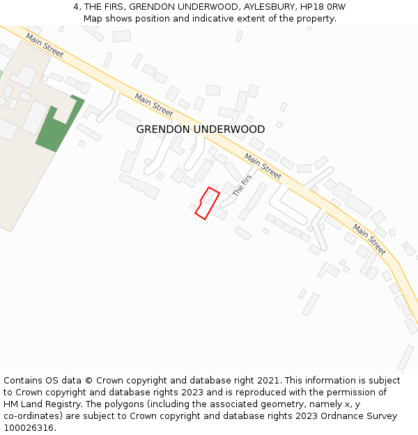 4, THE FIRS, GRENDON UNDERWOOD, AYLESBURY, HP18 0RW: Location map and indicative extent of plot