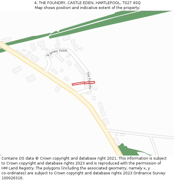 4, THE FOUNDRY, CASTLE EDEN, HARTLEPOOL, TS27 4SQ: Location map and indicative extent of plot