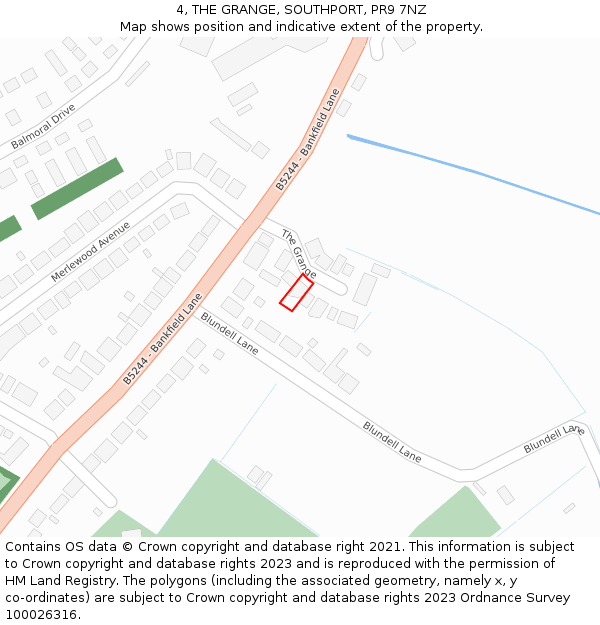 4, THE GRANGE, SOUTHPORT, PR9 7NZ: Location map and indicative extent of plot