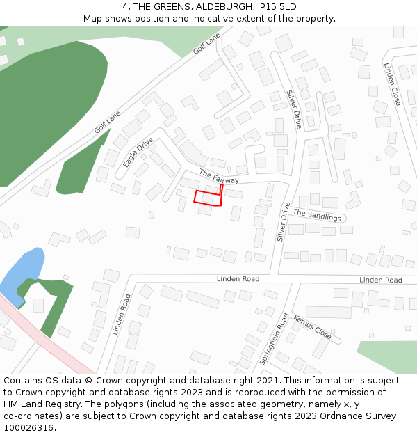 4, THE GREENS, ALDEBURGH, IP15 5LD: Location map and indicative extent of plot