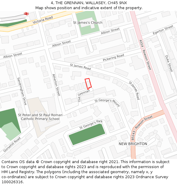 4, THE GRENNAN, WALLASEY, CH45 9NX: Location map and indicative extent of plot