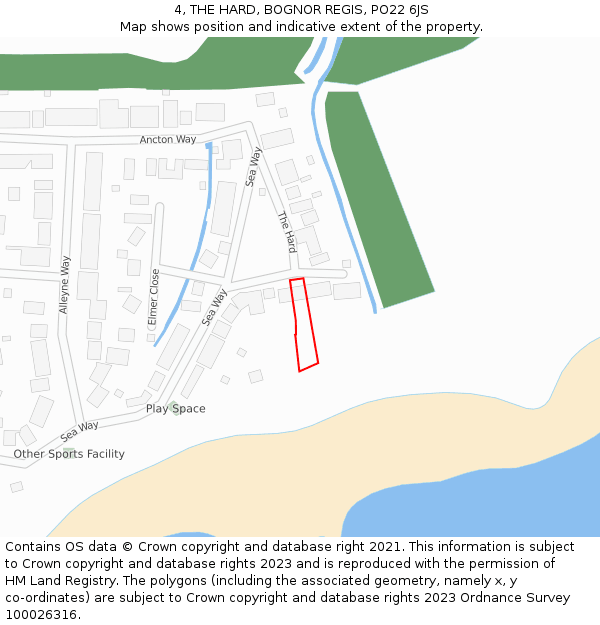 4, THE HARD, BOGNOR REGIS, PO22 6JS: Location map and indicative extent of plot