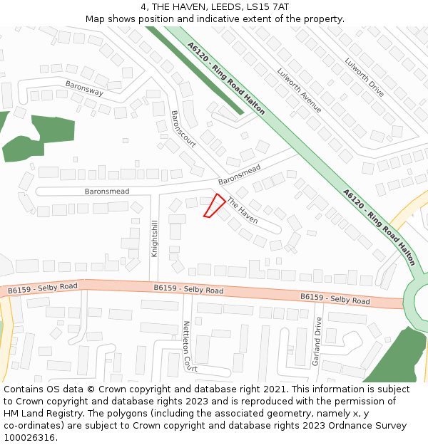 4, THE HAVEN, LEEDS, LS15 7AT: Location map and indicative extent of plot