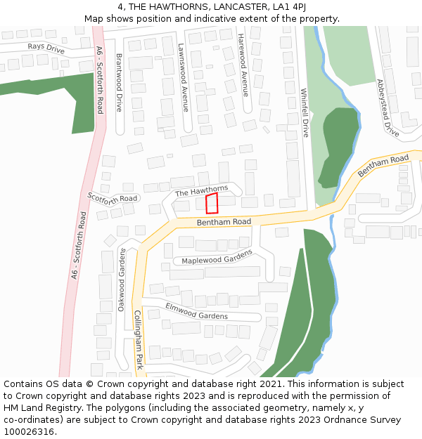 4, THE HAWTHORNS, LANCASTER, LA1 4PJ: Location map and indicative extent of plot