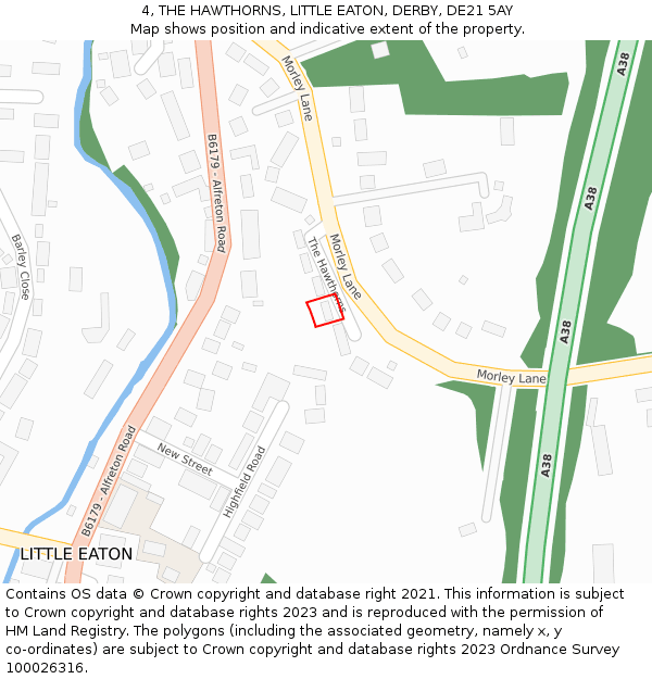 4, THE HAWTHORNS, LITTLE EATON, DERBY, DE21 5AY: Location map and indicative extent of plot