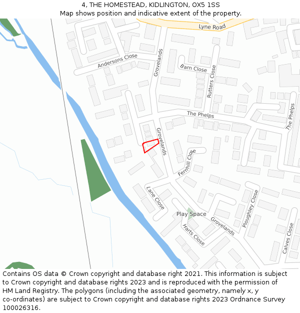 4, THE HOMESTEAD, KIDLINGTON, OX5 1SS: Location map and indicative extent of plot