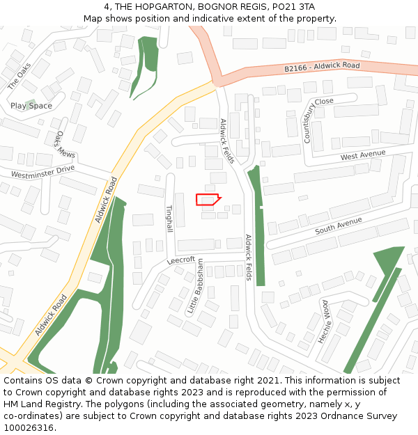 4, THE HOPGARTON, BOGNOR REGIS, PO21 3TA: Location map and indicative extent of plot