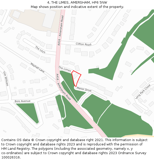 4, THE LIMES, AMERSHAM, HP6 5NW: Location map and indicative extent of plot