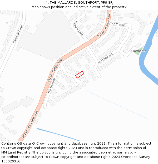 4, THE MALLARDS, SOUTHPORT, PR9 8RJ: Location map and indicative extent of plot