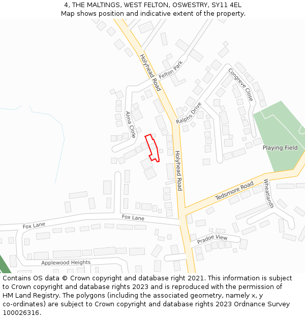 4, THE MALTINGS, WEST FELTON, OSWESTRY, SY11 4EL: Location map and indicative extent of plot