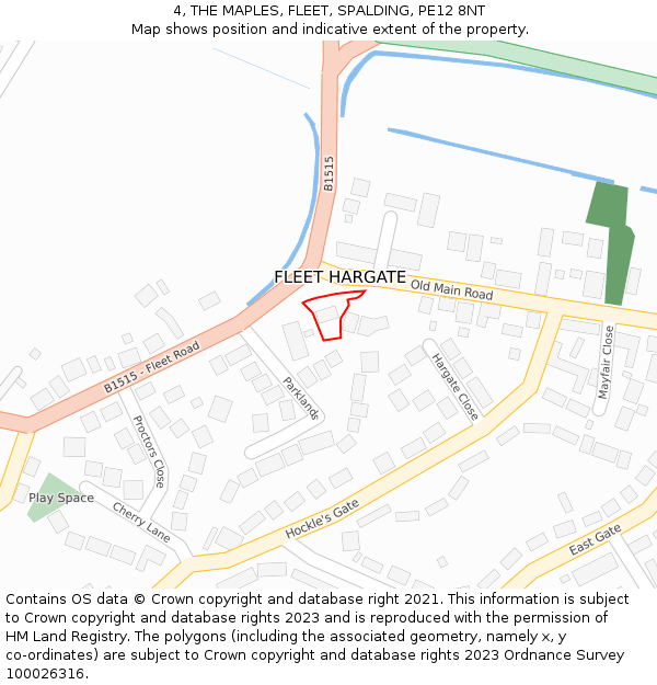 4, THE MAPLES, FLEET, SPALDING, PE12 8NT: Location map and indicative extent of plot
