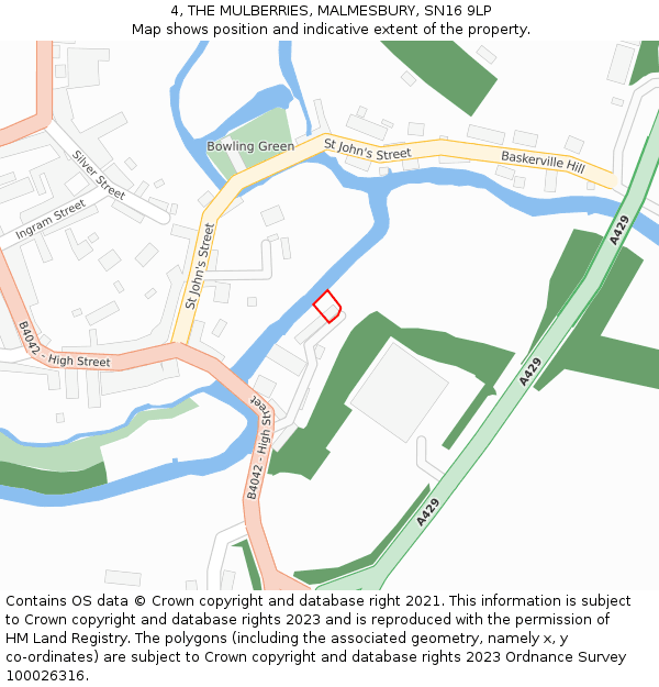 4, THE MULBERRIES, MALMESBURY, SN16 9LP: Location map and indicative extent of plot