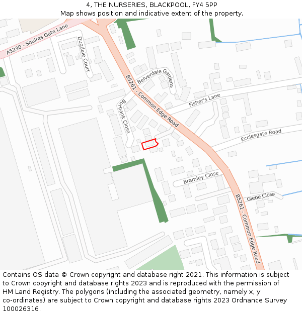 4, THE NURSERIES, BLACKPOOL, FY4 5PP: Location map and indicative extent of plot