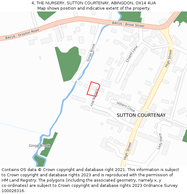 4, THE NURSERY, SUTTON COURTENAY, ABINGDON, OX14 4UA: Location map and indicative extent of plot