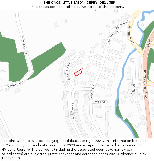 4, THE OAKS, LITTLE EATON, DERBY, DE21 5EP: Location map and indicative extent of plot