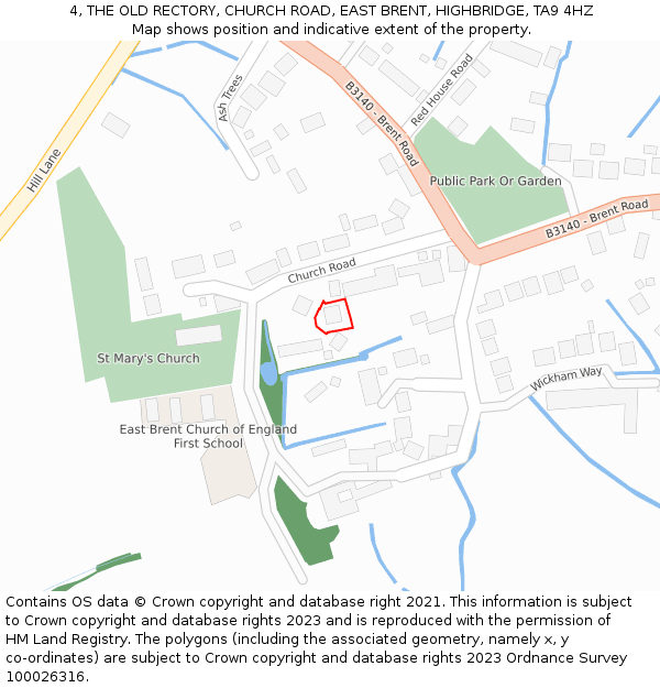 4, THE OLD RECTORY, CHURCH ROAD, EAST BRENT, HIGHBRIDGE, TA9 4HZ: Location map and indicative extent of plot