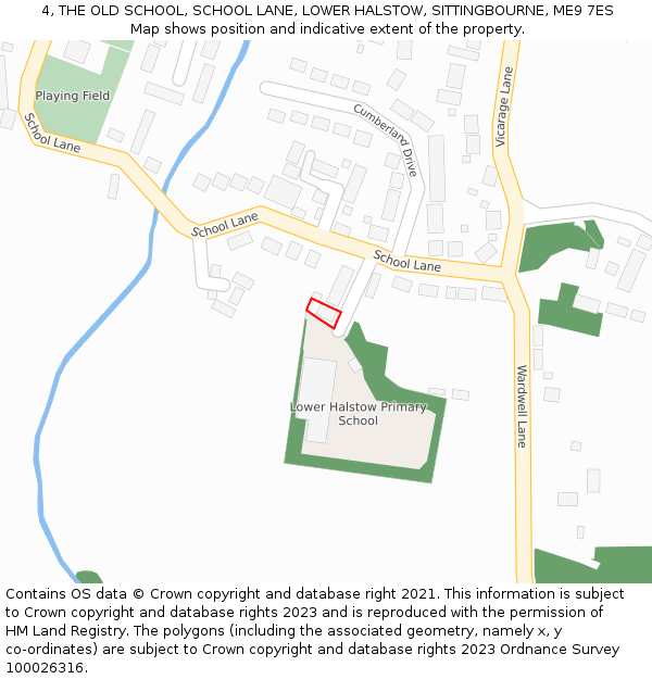 4, THE OLD SCHOOL, SCHOOL LANE, LOWER HALSTOW, SITTINGBOURNE, ME9 7ES: Location map and indicative extent of plot