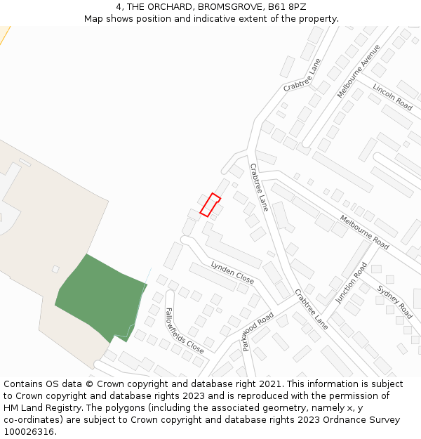 4, THE ORCHARD, BROMSGROVE, B61 8PZ: Location map and indicative extent of plot