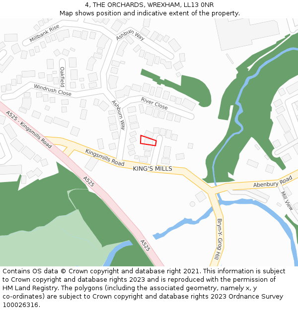 4, THE ORCHARDS, WREXHAM, LL13 0NR: Location map and indicative extent of plot