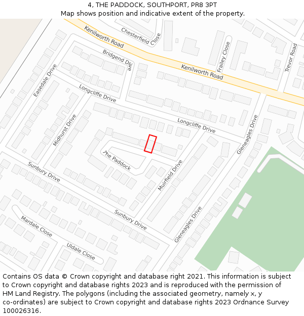 4, THE PADDOCK, SOUTHPORT, PR8 3PT: Location map and indicative extent of plot